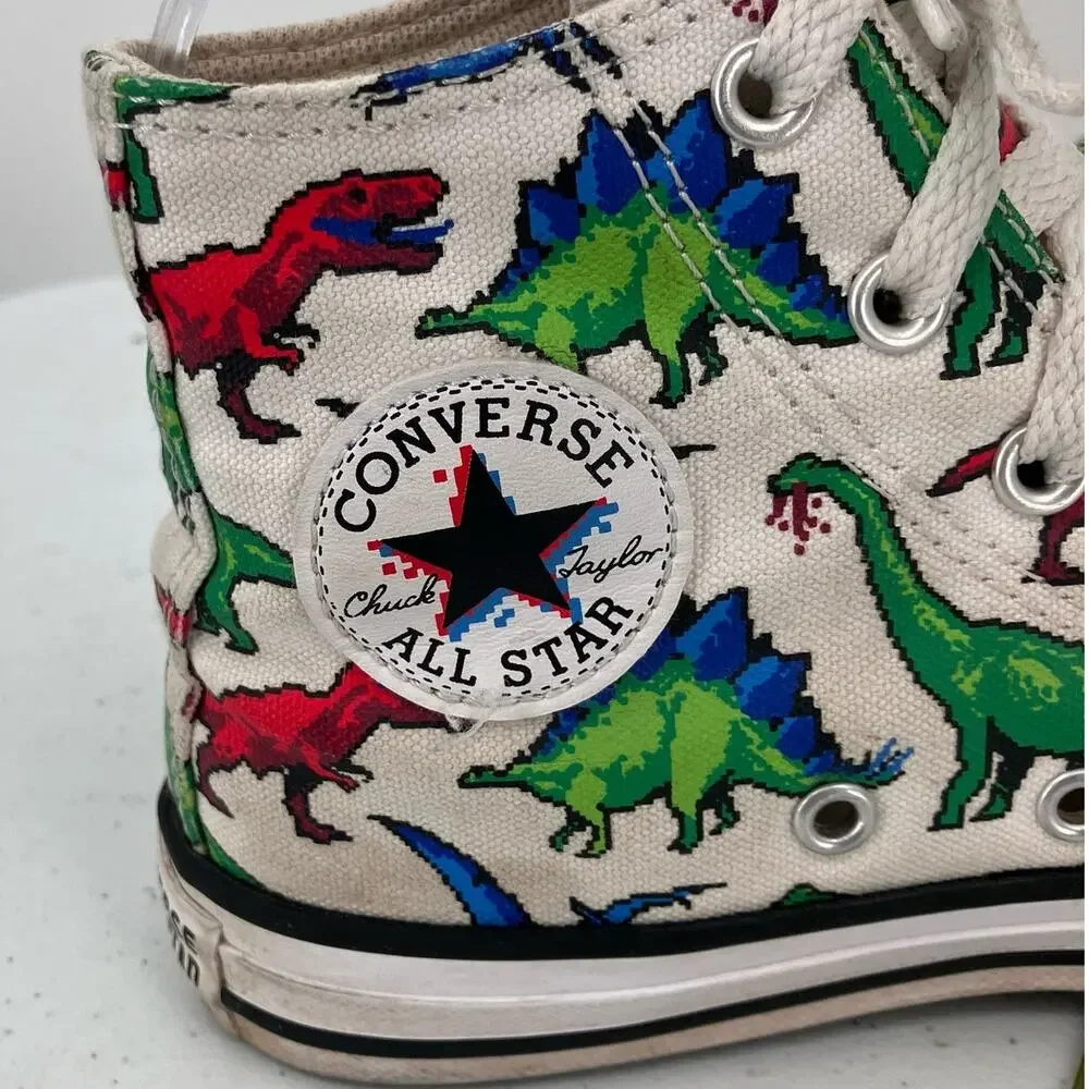 Converse All Star Dinoverse White Red Green Blue Dinosaur High Top Youth Shoes